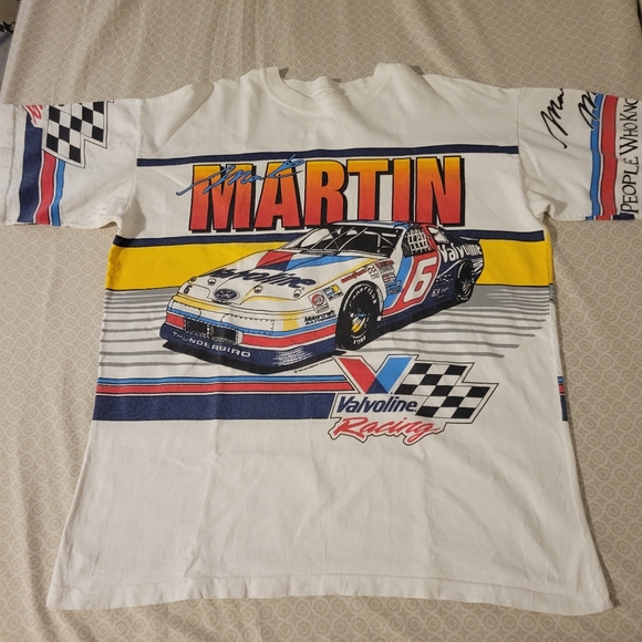 Vintage NASCAR Mark Martin Valvoline 1993 All Over Print T-shirt - Picture 1 of 16
